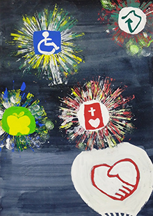 市立上溝小学校5年 相澤　歩武（あいざわ　あゆむ）「いろいろなマークがあるよ」イメージ画像