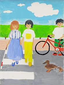 市立鵜野森中学校3年 大植　麻紘（おおうえ　まひろ）「信号なんてこわくない！」イメージ画像