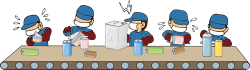 かん類を選別(せんべつ)しています