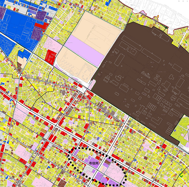地図：相模原駅周辺地区の土地利用現況 （出典：「神奈川県都市計画基礎調査」（平成22年）に一部加筆）