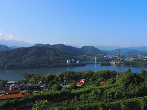 慈眼寺供養塔展望台からの相模湖の眺め 写真