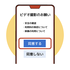 安全の確認、利用料の負担について、映像の利用についての同意確認イメージ